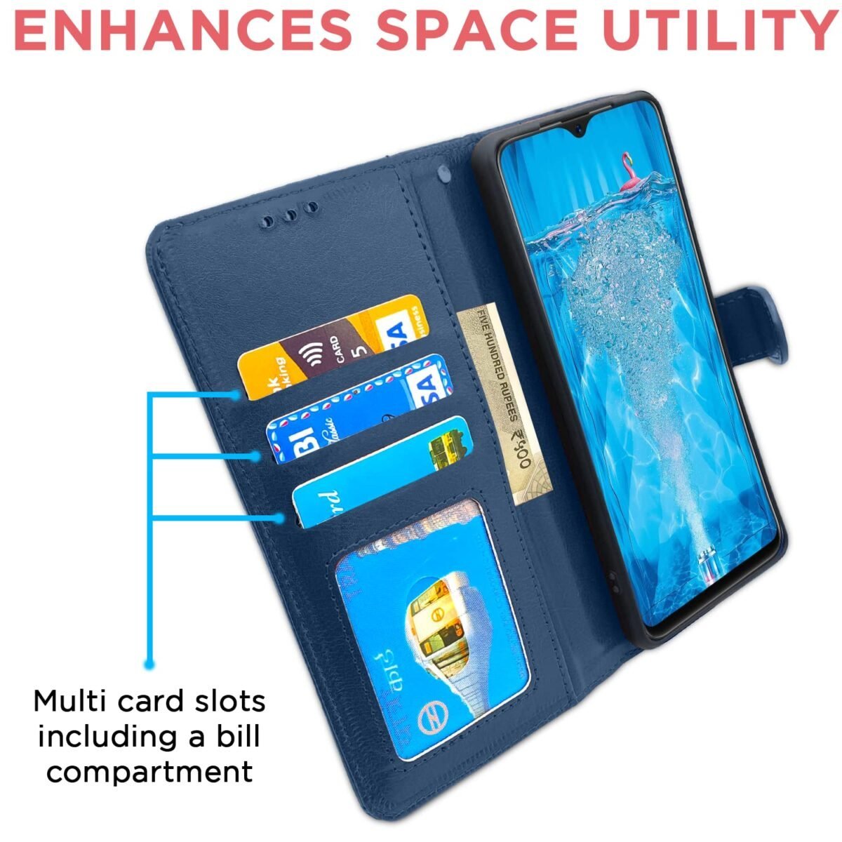 Oppo Realme 2/2 Pro/Realme U1 Flip Cover Magnetic Leather Wallet Case Shockproof TPU for Realme 2/2 Pro/Realme U1 (Blue)