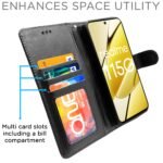 Realme 11 / 11X 5G / Narzo 60X 5G Flip Cover Leather Finish | Inside TPU with Card Pockets | Wallet Stand and Shock Proof | Complete Protection Flip Case (Black)