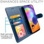 Samsung Galaxy A31 Flip Cover Magnetic Leather Wallet Case Shockproof TPU for Samsung Galaxy A31 (Blue)