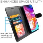 Samsung Galaxy A70 / A70s Flip Case Leather Finish | Inside TPU with Card Pockets | Wallet Stand and Shock Proof | Magnetic Closing | Complete Protection Flip Cover (Black)