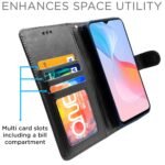 Vivo Y21 2021 / Y33s Flip Case Leather Finish | Inside TPU with Card Pockets | Wallet Stand and Shock Proof | Magnetic Closing | Complete Protection Flip Cover for Vivo Y21 2021 / Y33s (Black)