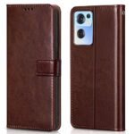 Shock Proof Flip Cover Back Case Cover for Oppo Reno 7 5G (Flexible | Leather Finish | Card Pockets Wallet & Stand | Chestnut Brown)
