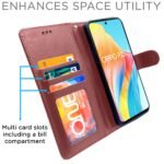 Oppo F23 5G Flip Cover Leather Finish | Inside TPU with Card Pockets | Wallet Stand and Shock Proof | Complete Protection Flip Case (Brown)