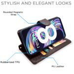 Realme 8 4G / 8 Pro Flip Case Leather Finish | Inside TPU with Card Pockets | Wallet Stand and Shock Proof | Magnetic Closing | Complete Protection Flip Cover for Realme 8 4G / 8 Pro (Brown)