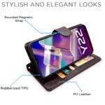 Vivo Y22 Flip Case Leather Finish | Inside TPU with Card Pockets | Wallet Stand and Shock Proof | Magnetic Closing | Complete Protection Flip Cover for Vivo Y22 (Coffee)