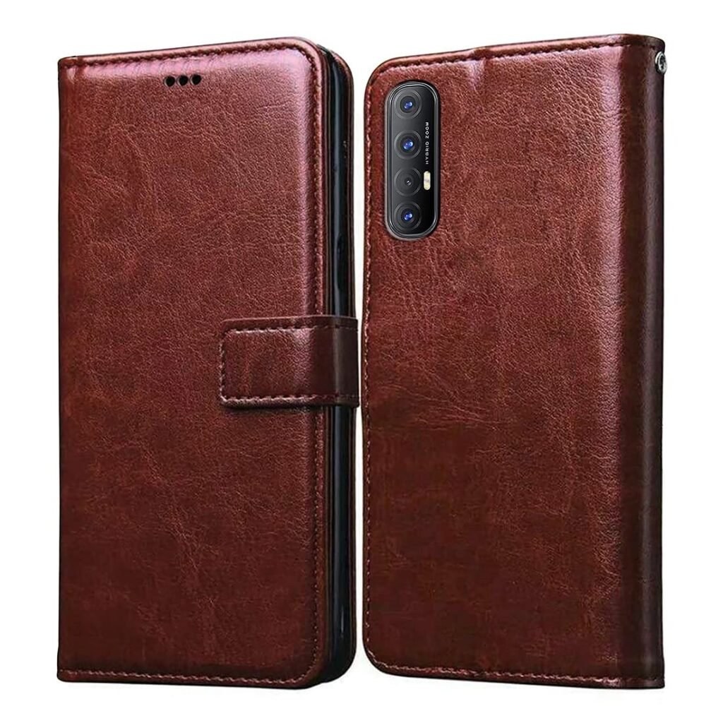 Flip Cover for Oppo Reno 3 Pro | Premium Leather Finish | Inbuilt Pockets & Stand | Flip Case for Oppo Reno 3 Pro (Brown)