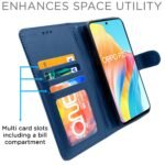 Oppo F23 5G Flip Cover Leather Finish | Inside TPU with Card Pockets | Wallet Stand and Shock Proof | Complete Protection Flip Case (Blue)