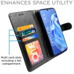 Flip Cover Leather Finish | Inside TPU with Card Pockets | Wallet Stand and Shock Proof | Complete Protection Flip Case for Oppo F15(Black)