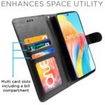 Oppo F23 5G Flip Cover Leather Finish | Inside TPU with Card Pockets | Wallet Stand and Shock Proof | Complete Protection Flip Case (Black)
