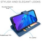 RealMe 5 / 5s / 5i Flip Cover Leather Finish | Inside TPU with Card Pockets | Wallet Stand and Shock Proof | Magnetic Closing | Complete Protection Flip Case (Blue)