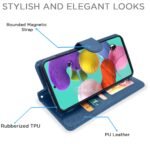Samsung Galaxy A51 Flip Cover Magnetic Leather Wallet Case Shockproof TPU for Samsung Galaxy A51 (Blue)
