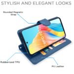 Oppo F23 5G Flip Cover Leather Finish | Inside TPU with Card Pockets | Wallet Stand and Shock Proof | Complete Protection Flip Case (Blue)