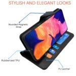 Samsung Galaxy A10 Flip Case Leather Finish | Inside TPU with Card Pockets | Wallet Stand and Shock Proof | Magnetic Closing | Complete Protection Flip Cover for Samsung Galaxy A10 (Black)