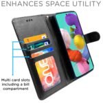 Samsung Galaxy A51 Flip Case Leather Finish | Inside TPU with Card Pockets | Wallet Stand and Shock Proof | Magnetic Closing | Complete Protection Flip Cover for Samsung Galaxy A51 (Black)