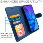 RealMe 5 / 5s / 5i Flip Cover Leather Finish | Inside TPU with Card Pockets | Wallet Stand and Shock Proof | Magnetic Closing | Complete Protection Flip Case (Blue)