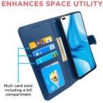 Oppo F17 Pro Flip Case Leather Finish | Inside TPU with Card Pockets | Wallet Stand and Shock Proof | Magnetic Closing | Complete Protection Flip Cover for Oppo F17 Pro (Blue)
