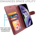 Realme 10 Pro Plus 5G Flip Cover Leather Finish | Inside TPU with Card Pockets | Wallet Stand and Shock Proof | Complete Protection Flip Case (Brown)