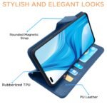 Oppo F17 Pro Flip Case Leather Finish | Inside TPU with Card Pockets | Wallet Stand and Shock Proof | Magnetic Closing | Complete Protection Flip Cover for Oppo F17 Pro (Blue)