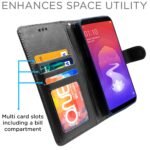 Realme 1 Flip Case Leather Finish | Inside TPU with Card Pockets | Wallet Stand and Shock Proof | Magnetic Closing | Complete Protection Flip Cover for Realme 1 (Black)