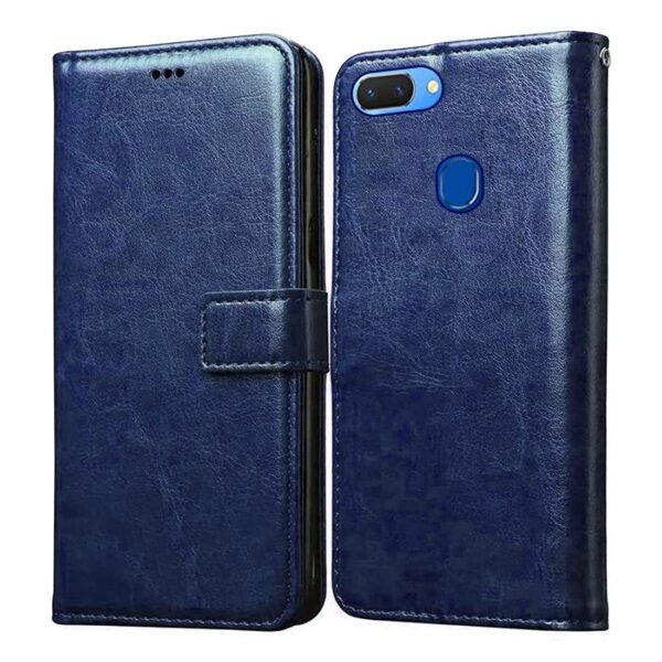 Flip Cover for Realme 2 | Premium Leather Finish | Inbuilt Pockets & Stand | Flip Case for Realme 2 (Blue)