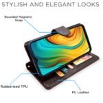 Realme C3 Flip Case Leather Finish | Inside TPU with Card Pockets | Wallet Stand and Shock Proof | Magnetic Closing | Complete Protection Flip Cover for Realme C3 (Coffee)