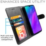 Realme 3 / 3i Flip Case Leather Finish | Inside TPU with Card Pockets | Wallet Stand and Shock Proof | Magnetic Closing | Complete Protection Flip Cover for Realme 3 / 3i (Black)