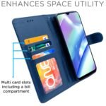 Realme C33 Flip Case Leather Finish | Inside TPU with Card Pockets | Wallet Stand and Shock Proof | Magnetic Closing | Complete Protection Flip Cover (Blue)