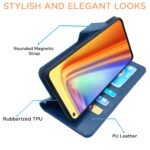 Realme 7 Flip Case Leather Finish | Inside TPU with Card Pockets | Wallet Stand and Shock Proof | Magnetic Closing | Complete Protection Flip Cover for Realme 7 (Blue)