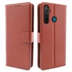 RealMe 5 / 5s / 5i Flip Cover Leather Finish | Inside TPU with Card Pockets | Wallet Stand and Shock Proof | Magnetic Closing | Complete Protection Flip Case (Brown)
