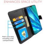 Realme 5 Pro Flip Case Leather Finish | Inside TPU with Card Pockets | Wallet Stand and Shock Proof | Magnetic Closing | Complete Protection Flip Cover for Realme 5 Pro (Black)