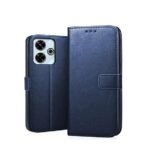 Redmi 13 (5G) Flip Cover | Leather Finish | Inside Pockets & Inbuilt Stand | Shockproof Wallet Style Case Flipcover (Blue)