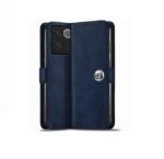 Flip Cover Back Case for iQOO Z7 Pro/Vivo T2 Pro 5G | Genuine Leather Finish | Inbuilt Pockets & Stand (Blue)