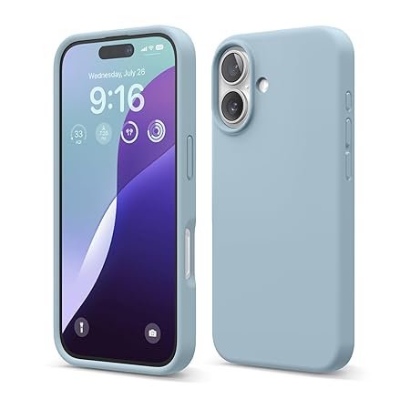 iPhone 16 Case, Premium Liquid Silicone Case, Full Body Protective Cover, Shockproof (Sky Blue)