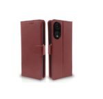 Oppo A78 5G Flip Cover Leather Finish | Inside TPU with Card Pockets | Wallet Stand and Shock Proof (Brown)
