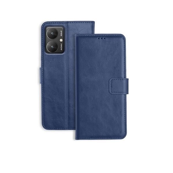 Poco M6 5G Flip Cover | Leather Finish | Inside Pockets & Stand | Shockproof Wallet Style Magnetic Closure (Blue)