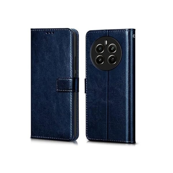 Flip Cover Back Case Cover for Realme Narzo 70 | Realme Narzo 70 Pro | Realme 12 Plus | P1 5G (Flexible | Leather Finish | Card Pockets Wallet & Stand (Blue)