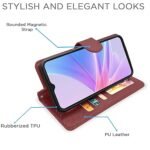 Oppo A78 5G Flip Cover Leather Finish | Inside TPU with Card Pockets | Wallet Stand and Shock Proof (Brown)