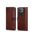 Flip Cover Back Case Cover for Oppo A3x 5G | A3x 4G | A3 5G (Flexible | Leather Finish | Card Pockets Wallet & Stand | Chestnut (Brown)