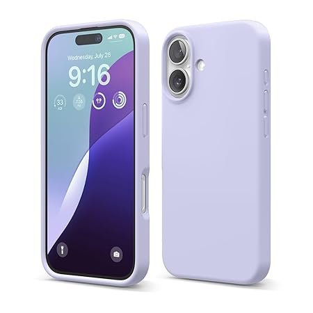 iPhone 16 Case, Premium Liquid Silicone Case, Full Body Protective Cover, Shockproof (Purple)