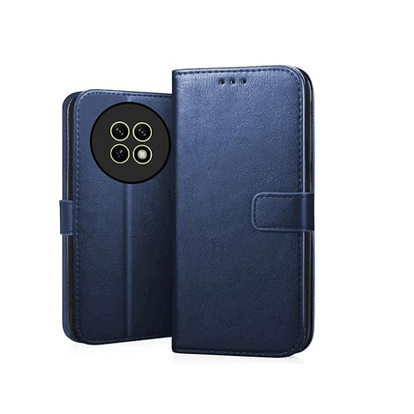 Realme Narzo N65 / Realme C65 (5G) Flip Cover | Leather Finish | Inside Pockets & Inbuilt Stand | Case Flipcover (Blue)