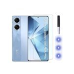 3 in 1 Combo Pack for iQOO Z7 Pro/Vivo T2 Pro 5G – Silicone Transparent (Back Cover + Camera Lens Protector + Tempered Glass)