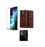 3 in 1 Combo Pack for Mi Redmi 13C 5G | Redmi 13C 4G | Poco M6 5G | Poco C65 – Flip Brown (Back Cover + Camera Lens Protector + Tempered Glass)