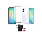 3 in 1 Combo Pack for Samsung Galaxy A06 – Silicone Transparent (Back Cover + Camera Lens Protector + Tempered Glass)