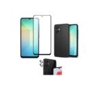 3 in 1 Combo Pack for Samsung Galaxy A06 – Silicone Blue (Back Cover + Camera Lens Protector + Tempered Glass)