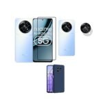3 in 1 Combo Pack for Realme Narzo 70x 5G | Realme 13 5G | Realme 12 5G | 12X 5G | C65 5G | N65 – Silicone Blue (Back Cover + Camera Lens Protector + Tempered Glass)