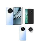 3 in 1 Combo Pack for Realme Narzo 70x 5G | Realme 13 5G | Realme 12 5G | 12X 5G | C65 5G | N65– Silicone Black (Back Cover + Camera Lens Protector + Tempered Glass)