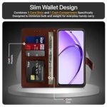 Flip Cover Back Case Cover for Oppo A3x 5G | A3x 4G | A3 5G (Flexible | Leather Finish | Card Pockets Wallet & Stand | Chestnut (Brown)
