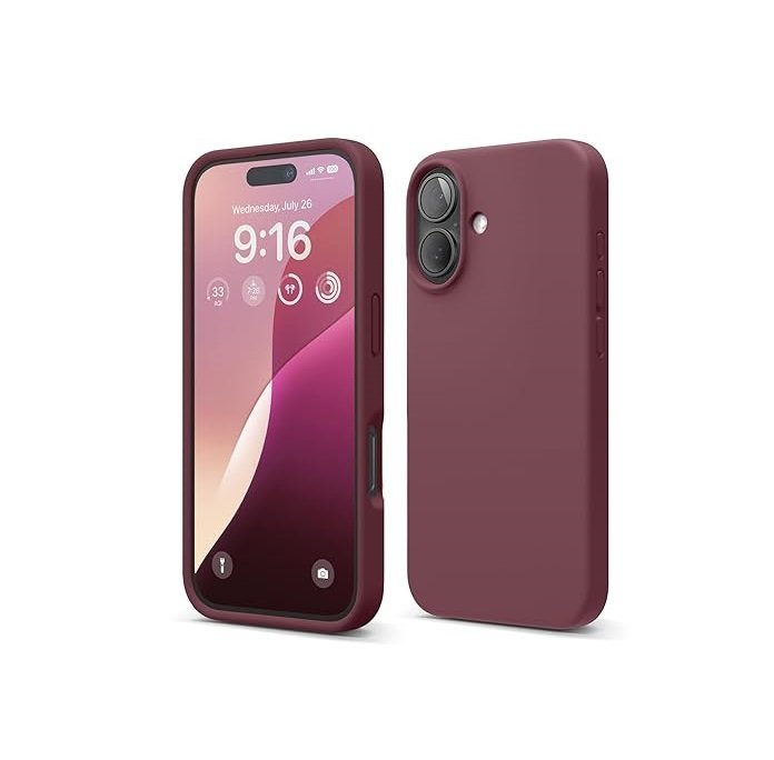 iPhone 16 Case, Premium Liquid Silicone Case, Full Body Protective Cover, Shockproof (Burgundy)