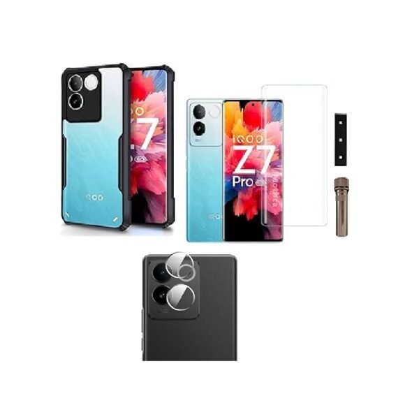 3 in 1 Combo Pack for iQOO Z7 Pro 5G – Eagle Case (Back Cover + Camera Lens Protector + Tempered Glass)
