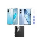 3 in 1 Combo Pack for iQOO Z7 Pro/Vivo T2 Pro 5G – Silicone Transparent (Back Cover + Camera Lens Protector + Tempered Glass)